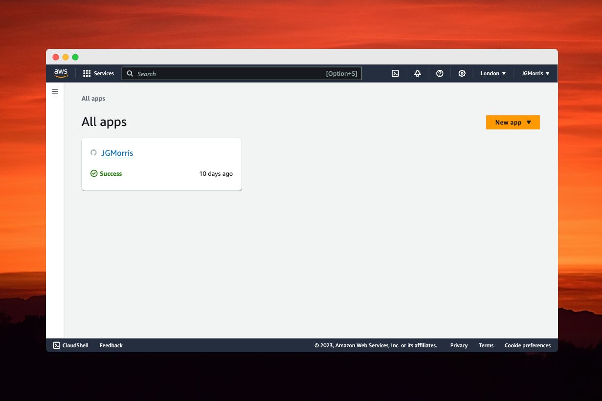 A screenshot of the Amazon Web Services Amplify dashboard